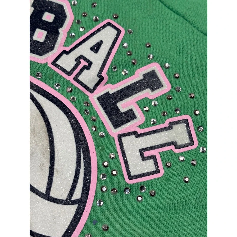 Justice Girls Green Volleyball Graphic Zip Up Hoodie Sweatshirt Size 10